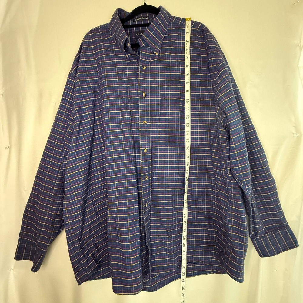 GANT Classic Oxford Men's XL Blue Plaid 100% Cotton Button Down Shirt Preppy - Picture 4 of 11